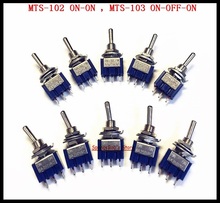 5pcs/Lot MTS-102 ON-ON / MTS-103 ON-OFF-ON 3-Pin SPDT Toggle Switch 6A 125VAC/3A 250VAC Mini Switches Lever Switch 2024 - buy cheap