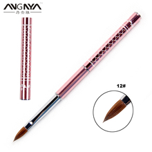 ANGNYA 1Pcs 2018 Newst Size10#12# Pink Metal Handle Nail Art Brush Painting Nail Tool Pure Acrylic Kolinsky Hair Sable Brushes 2024 - buy cheap