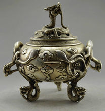 Collectible Decorated Old Handwork Tibet Silver Carved 6 Dragon Incense Burner metal handicraft 2024 - buy cheap