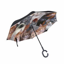 Paraguas con estampado de gato para hombre y mujer, sombrilla de doble capa con estampado de familia, resistente al viento y a la lluvia 2024 - compra barato