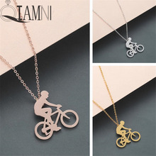 QIAMNI Bicycle Figure Bike Rider Pendant Necklace Birthday Gift Charm Sport Jewelry Cycling Men Necklace for Friendship Gift 2024 - buy cheap