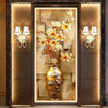 Custom 3D Murals Wallpaper For Living Room Entrance Corridor 3D Stereoscopic Relief European Magnolia Vase Wall Mural Wallpaper 2024 - buy cheap
