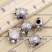 10pcs Beads Turtle Tortoise 4mm Big Hole Vintage Charms European Pendant Fit For Bracelet DIY Antique Silver Color Fit Making 2024 - buy cheap
