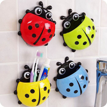 Ladybug suporte de escova de dentes, desenho animado, crianças, 4 cores, ganchos de sucção, escova de dentes, parede, conjuntos de banheiro 2024 - compre barato