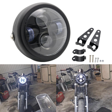 6.5 polegada motocicleta led farol lâmpada para sportster cafe racer bobber 6.5 "lâmpada do farol drl com anel de anjo 2024 - compre barato