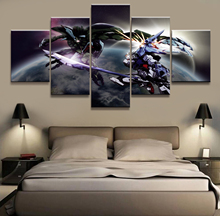 Wall Art Painting Pictures Canvas Printed Anime Modular Poster 5 Panel Gundam Home Decor For Living Room Modern Cuadros Artwork 2024 - buy cheap
