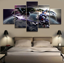 Quadros de arte de parede, pintura de imagens impressas em tela, poster modular de anime, 5 painéis, decoração de casa, para sala de estar, arte de quadros moderna 2024 - compre barato