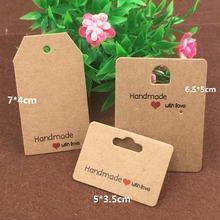 200pcs Kraft Paper Handmade With Love Earring Cards/Gift Tags,Jewelry Displays Cards,Price Tags ,Packing Lables 2024 - buy cheap