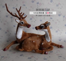 simulation cute lying sika deer couple 33x16x24cm model polyethylene&furs couples love deer model decoration props gift d808 2024 - buy cheap