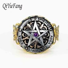 Steampunk Fashion Wiccan Protection black magick Pagan Pentagram Ring 1pcs/lot Round Glass Dome Gift Women Men antique rings 2024 - buy cheap
