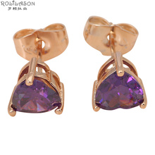 Zircon Wholesale & retail  gold tone Purple Crystal Stud Earrings Health Nickel & Lead free Fashion jewelry JE820 2024 - buy cheap