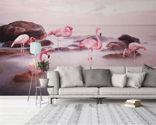 Beibehand-papel de parede infantil 3d, arte criativa, flamingo, fundo, foto, mural, papel de parede 2024 - compre barato