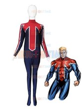 Blue & Red Captain Britain Superhero Spandex Traje de Halloween Trajes Cosplay Para Homens Zentai Terno Venda Quente Transporte Livre 2024 - compre barato