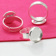 Anillo de ajuste Chapado en plata de 12mm, placa Base vacía para cabujones de vidrio/Domos, accesorios de joyería DIY, 10 Uds. 2024 - compra barato