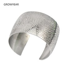 Stainless Steel Wide Cuff Bangle Bracelets With Leopard Engraving For Women Jewelry 1 Piece 2024 - buy cheap