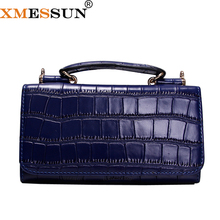 Women Cowhide Leather Clutch Bags Blue Crocodile Pattern Handbag Women Shoulder Crossbody Bag Bolsas Wristlet Party Wallets 2024 - buy cheap