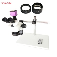 Microscópio digital simul-focal 7x-45x, aparelho estéreo para inspeção da indústria, microscópio com suporte duplo, usb, hdmi, 16mp 2024 - compre barato