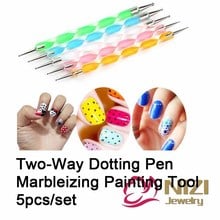 Two-Way Dotting Pen 5pcs/set 5 Colors Professional Dotting Marbleizing Painting Pen Tool Nail Art Dotting Tool Nail Care 2024 - buy cheap