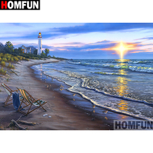 HOMFUN Full Square/Round Drill 5D DIY Diamond Painting "Lighthouse landscape" Embroidery Cross Stitch 5D Home Decor A08442 2024 - buy cheap