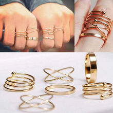 Модный стиль, 6 шт./компл. комплект панк-колец, стильное золотистое серебряное кольцо на палец для женщин, подарок, бесплатная доставка 2024 - купить недорого