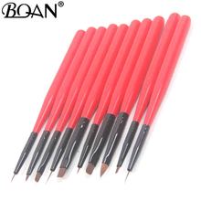 BQAN 10Pcs/lot Nail Art Brush Set Different Sizes Copper Handle Design Polish Nylon UV Gel Painting Nail Brushes 2024 - buy cheap