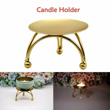 Candelero redondo de hierro para decoración del hogar, lámpara dorada de mesa, soporte de vela para linterna, bricolaje, adorno de fiesta para boda #007 2024 - compra barato