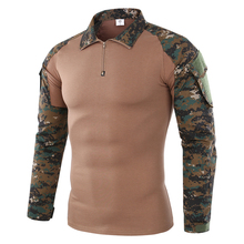 Camiseta camuflada masculina, camiseta tática do exército de combate tático, camisa masculina de manga comprida slim de estilo militar 2024 - compre barato
