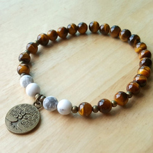 Pulsera de meditación de ojo de Tigre y howlita blanca de 6MM, joyería curativa Mala, pulsera de Yoga del árbol de la vida para hombres y mujeres 2024 - compra barato