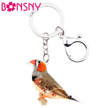Bonsny Statement Acrylic Parrot Bird Key Chain Keychains Rings Animal Fashion Jewelry For Women Girls Bag Car Pendant Charm Gift 2024 - buy cheap