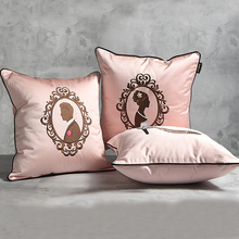 Imitation Silk Embroidery Cushion Cover Luxury Wedding Decor Cojines Decorativos Para Sofa Couple Cushions Coussin Almofada 2024 - buy cheap