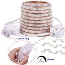 LED Strip AC 110V 120V Waterproof Commercial SMD 5050 Rope Light Garden Decoration lamp String With Dimmer US plug 1m 5m 10m 20m 2024 - buy cheap