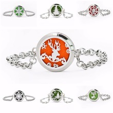 Christmas Deer tree bell snowflake stainless Bracelet Aromatherapy Locket Chain Bangle Diffuser locket Perfume Locket 2024 - buy cheap