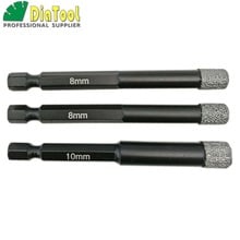 DIATOOL 3pcs 8mm+8mm+10mm Vacuum Brazed Diamond Core Bits Qucik Fitting Shank Dry Drilling Bits Professional Quality Hole Saw 2024 - buy cheap