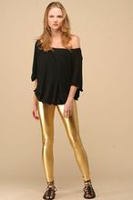 Леггинсы женские кожаные, бесшовные, золотистого цвета, ML7554, 2014 2024 - купить недорого