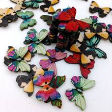 50pcs 2 Holes Colorful Butterfly Wooden Buttons Fit Sewing and Scrapbooking 28x21mm Sewing Buttons For Craft DIY Mixed 2024 - buy cheap