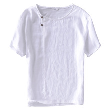 New 2019 summer linen t shirt men short sleeve O-NECK breathable 100% linen cotton tops&tee soft white t-shirt high quality 2024 - buy cheap