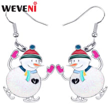 WEVENI Statement Enamel Alloy Christmas Dancing Snowman Earrings Drop Dangle Naividad Jewelry For Women Girls Teens Accessories 2024 - buy cheap