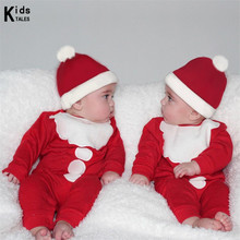 HY046 Kids Tales Newborn for Little Girs Boys Christmas Clothes Autumn Winter Kids Clothing 2Pcs Red Romper and Hat for Bebes 2024 - buy cheap