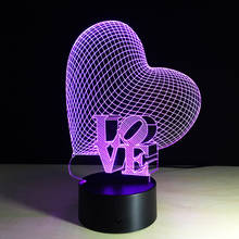Love Heart - 3D Acrylic Optical Illusion LED Lamp Romantic Wedding Decor Valentine Day Lovers Gift 7 Colors Change Mood Lights 2024 - buy cheap