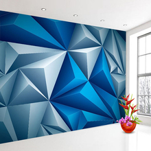 Papel de parede 3d personalizado, mural criativo de espaço geométrico azul estereoscópico para sala de estar sala de tv para fundos, fotografia 2024 - compre barato