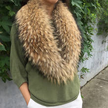 Jancoco Max 2019 New Real Raccoon Fur Big Collar Fashion Style Scarf 90cm / 100cm Winter Warm Real Fur S7230 2024 - buy cheap