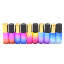 Botellas de vidrio con rodillo, 5 uds., 5ml, gradiente de Perfume colorido, muestra vacía, bola de acero inoxidable, botella de vidrio de aceite esencial 2024 - compra barato