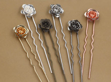 Retro Hairstick Hairwear Blanks Findings with 15*7mm Filigree Flower Bases Settings Women's Bride Hair Clips DIY Making Color 2024 - buy cheap