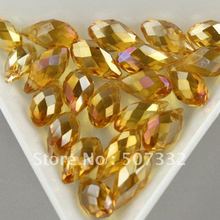 Free Shipping! Wholesale AAA Top Quality 6x11mm crystal 6010 briolette pendant beads Golden Yellow AB colour 100pcs/lot 2024 - buy cheap