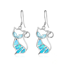 Lindo gato azul sintético opala gota brincos para mulheres animal zircão cúbico brinco pendientes mujer moda 2018 jóias de casamento 2024 - compre barato