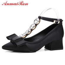 ANMAIRON Women Fashion Silk Pointed Pumps  Mary Janes  Casual  Women Shoes High Heel Spring and Autumn Shoes Size 34-39 LY666 2024 - buy cheap