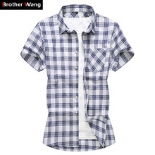 Large Size Plaid Shirt Male 5XL 6XL 7XL 2019 Summer New Casual Loose Men's Short-sleeved Shirt Brand Clothes 2024 - buy cheap