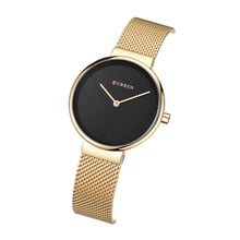 Curren relógio de pulso minimalista feminino, relógio de quartzo para mulheres pulseira de aço dourado 2024 - compre barato