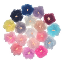 2018 New Coming 2.4 inch Girls Lace Flower DIY Chiffon Flower For Headband Hair Accessories Flat Back 20color 100pcs 2024 - buy cheap