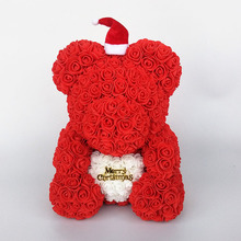 Плюшевый мишка Роза медведь с сердцем искусственные розы Пена розы цветок Рождественское украшение для дома Рождественский подарок 2024 - купить недорого